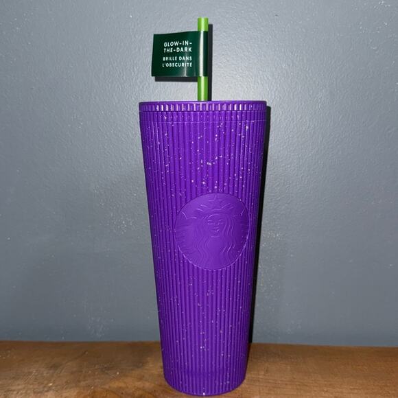 Starbucks Limited Edition Halloween Tumbler speckled Purple Glows in Dark 24 oz - Picture 1 of 8